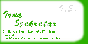 irma szekretar business card